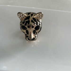 Vintage Gold and Black Leopard Ring